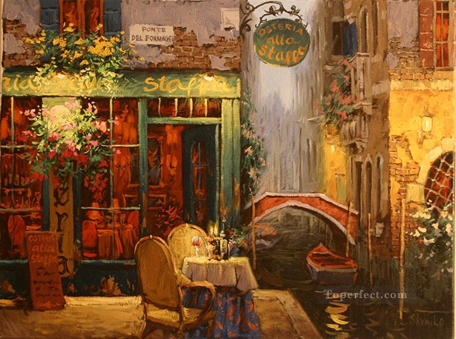 ヴェネツィアの静かなお店油絵